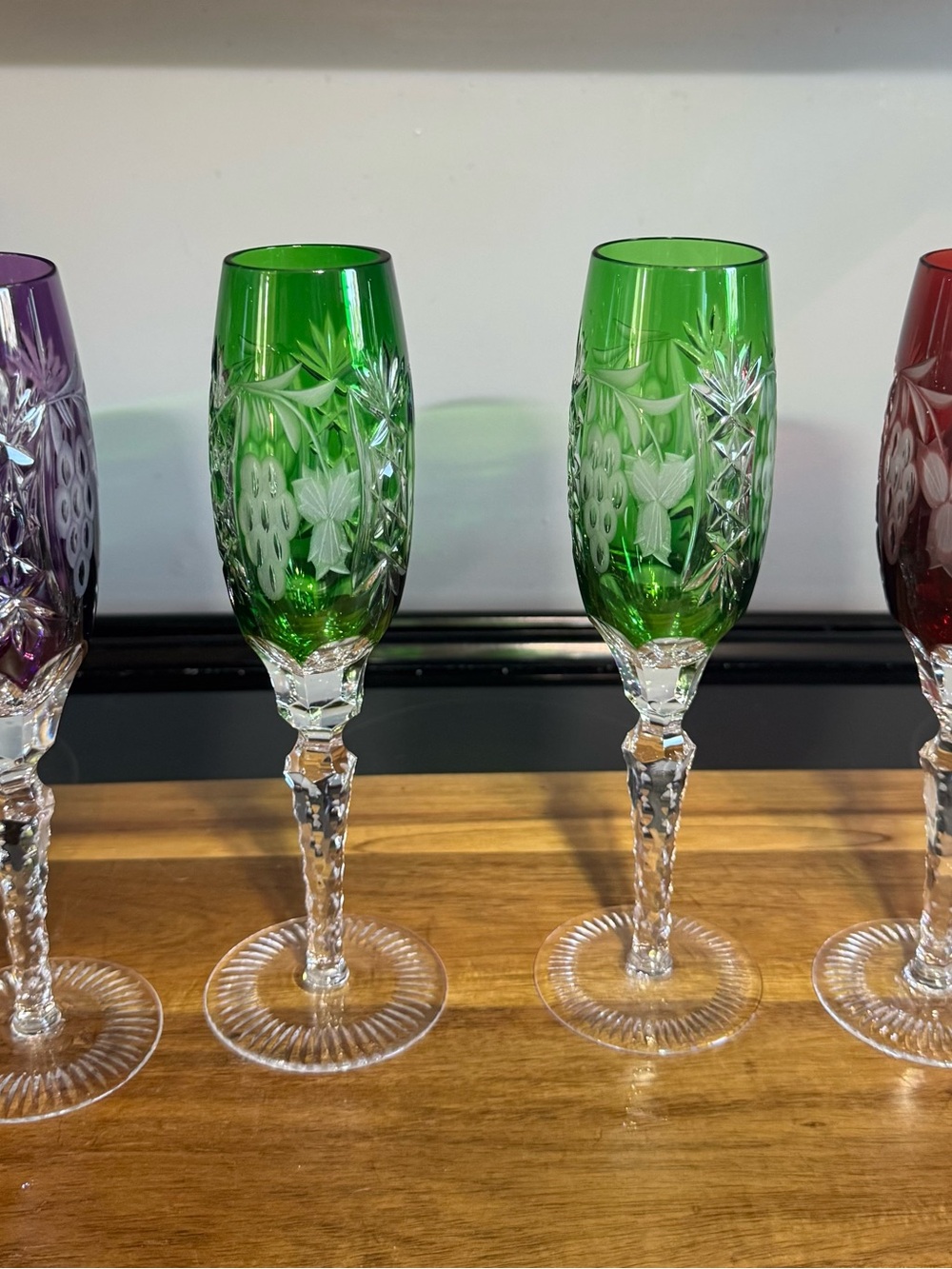 Four Ajka Marsala Champagne Flutes - Excellent Condition - Various Colors